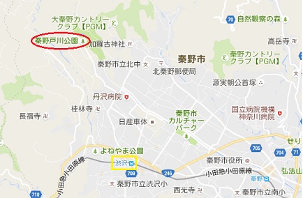 県立秦野戸川公園の地図、親すく神奈川県で川遊びしたい人におすすめスポット