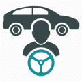 車とドライバーのロゴ